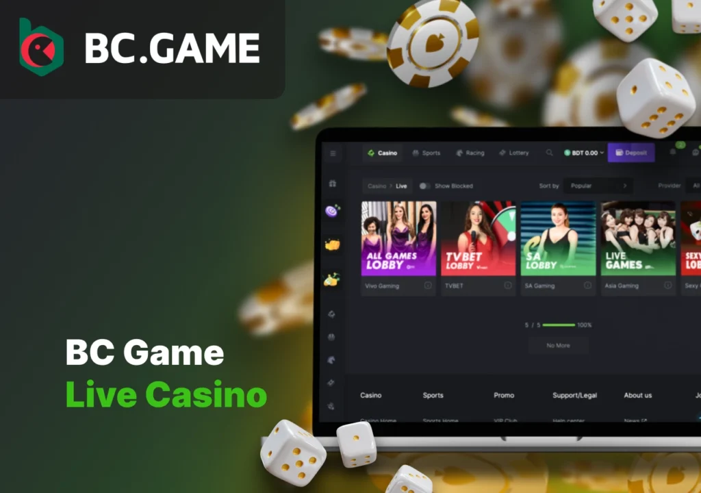 Live casino games on the bookmaker's platform