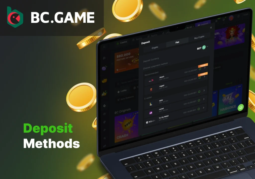 Deposit options on BC Game platform